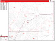 Fishers <br /> Wall Map <br /> Zip Code <br /> Red Line Style 2024 Map