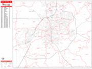 Fort Wayne <br /> Wall Map <br /> Zip Code <br /> Red Line Style 2024 Map