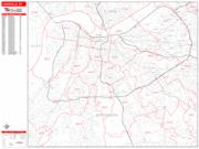 Louisville <br /> Wall Map <br /> Zip Code <br /> Red Line Style 2024 Map