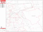 Bossier City <br /> Wall Map <br /> Zip Code <br /> Red Line Style 2024 Map