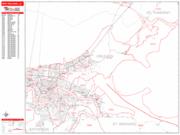 New Orleans <br /> Wall Map <br /> Zip Code <br /> Red Line Style 2024 Map