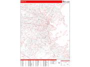 Boston <br /> Wall Map <br /> Zip Code <br /> Red Line Style 2024 Map