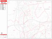 Chicopee <br /> Wall Map <br /> Zip Code <br /> Red Line Style 2024 Map