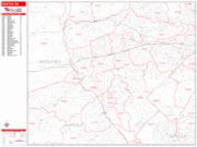 Newton <br /> Wall Map <br /> Zip Code <br /> Red Line Style 2024 Map