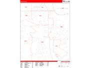 Bellevue <br /> Wall Map <br /> Zip Code <br /> Red Line Style 2024 Map