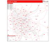 Greater Las Vegas <br /> Wall Map <br /> Zip Code <br /> Red Line Style 2024 Map