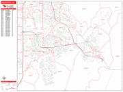 Henderson <br /> Wall Map <br /> Zip Code <br /> Red Line Style 2024 Map