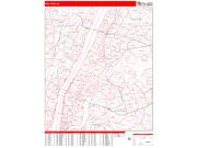 New York <br /> Wall Map <br /> Zip Code <br /> Red Line Style 2024 Map