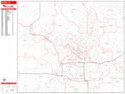 Akron <br /> Wall Map <br /> Zip Code <br /> Red Line Style 2024 Map