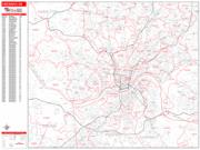 Cincinnati <br /> Wall Map <br /> Zip Code <br /> Red Line Style 2024 Map