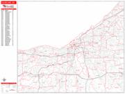 Cleveland <br /> Wall Map <br /> Zip Code <br /> Red Line Style 2024 Map