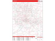 Columbus <br /> Wall Map <br /> Zip Code <br /> Red Line Style 2024 Map