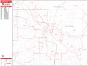 Youngstown <br /> Wall Map <br /> Zip Code <br /> Red Line Style 2024 Map