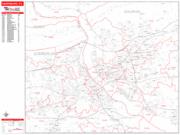 Harrisburg <br /> Wall Map <br /> Zip Code <br /> Red Line Style 2024 Map
