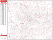 Pittsburgh <br /> Wall Map <br /> Zip Code <br /> Red Line Style 2024 Map