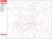 Reading <br /> Wall Map <br /> Zip Code <br /> Red Line Style 2024 Map