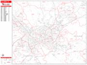 Columbia <br /> Wall Map <br /> Zip Code <br /> Red Line Style 2024 Map