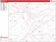 Kingsport <br /> Wall Map <br /> Zip Code <br /> Red Line Style 2024 Map