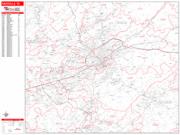 Knoxville <br /> Wall Map <br /> Zip Code <br /> Red Line Style 2024 Map