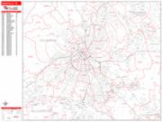 Nashville <br /> Wall Map <br /> Zip Code <br /> Red Line Style 2024 Map