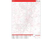 Austin <br /> Wall Map <br /> Zip Code <br /> Red Line Style 2024 Map