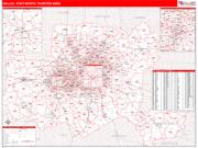 Dallas Fort Worth <br /> Wall Map <br /> Zip Code <br /> Red Line Style 2024 Map