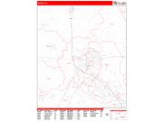 Denton <br /> Wall Map <br /> Zip Code <br /> Red Line Style 2024 Map
