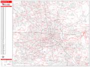 Houston <br /> Wall Map <br /> Zip Code <br /> Red Line Style 2024 Map
