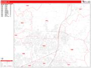 McKinney <br /> Wall Map <br /> Zip Code <br /> Red Line Style 2024 Map