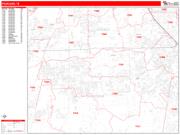 Pearland <br /> Wall Map <br /> Zip Code <br /> Red Line Style 2024 Map