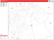Pflugerville <br /> Wall Map <br /> Zip Code <br /> Red Line Style 2024 Map
