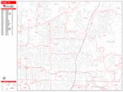 Plano <br /> Wall Map <br /> Zip Code <br /> Red Line Style 2024 Map