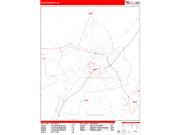 Harrisonburg <br /> Wall Map <br /> Zip Code <br /> Red Line Style 2024 Map