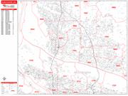 Vancouver <br /> Wall Map <br /> Zip Code <br /> Red Line Style 2024 Map