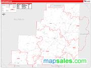 Clay County, AL <br /> Wall Map <br /> Zip Code <br /> Red Line Style 2024 Map
