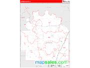 Lowndes County, AL <br /> Wall Map <br /> Zip Code <br /> Red Line Style 2024 Map