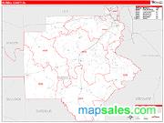 Russell County, AL <br /> Wall Map <br /> Zip Code <br /> Red Line Style 2024 Map