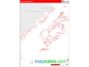 Kodiak Island County, AK <br /> Wall Map <br /> Zip Code <br /> Red Line Style 2024 Map