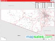 Pima County, AZ <br /> Wall Map <br /> Zip Code <br /> Red Line Style 2024 Map