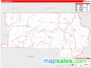 Clay County, AR <br /> Wall Map <br /> Zip Code <br /> Red Line Style 2024 Map