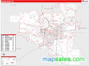 Pulaski County, AR <br /> Wall Map <br /> Zip Code <br /> Red Line Style 2024 Map