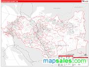 Contra Costa County, CA <br /> Wall Map <br /> Zip Code <br /> Red Line Style 2024 Map