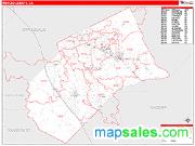Merced County, CA <br /> Wall Map <br /> Zip Code <br /> Red Line Style 2024 Map