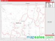 Modoc County, CA <br /> Wall Map <br /> Zip Code <br /> Red Line Style 2024 Map