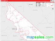Mono County, CA <br /> Wall Map <br /> Zip Code <br /> Red Line Style 2024 Map