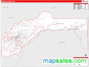 Nevada County, CA <br /> Wall Map <br /> Zip Code <br /> Red Line Style 2024 Map