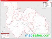 Plumas County, CA <br /> Wall Map <br /> Zip Code <br /> Red Line Style 2024 Map