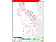 San Mateo County, CA <br /> Wall Map <br /> Zip Code <br /> Red Line Style 2024 Map