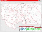 Siskiyou County, CA <br /> Wall Map <br /> Zip Code <br /> Red Line Style 2024 Map