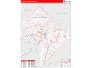 District of Columbia County, DC <br /> Wall Map <br /> Zip Code <br /> Red Line Style 2024 Map